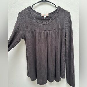 NWT Anthropologie Black waffle long sleeve